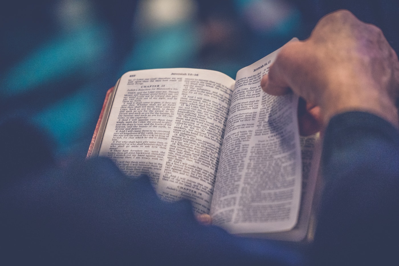 A person studying an open Bible